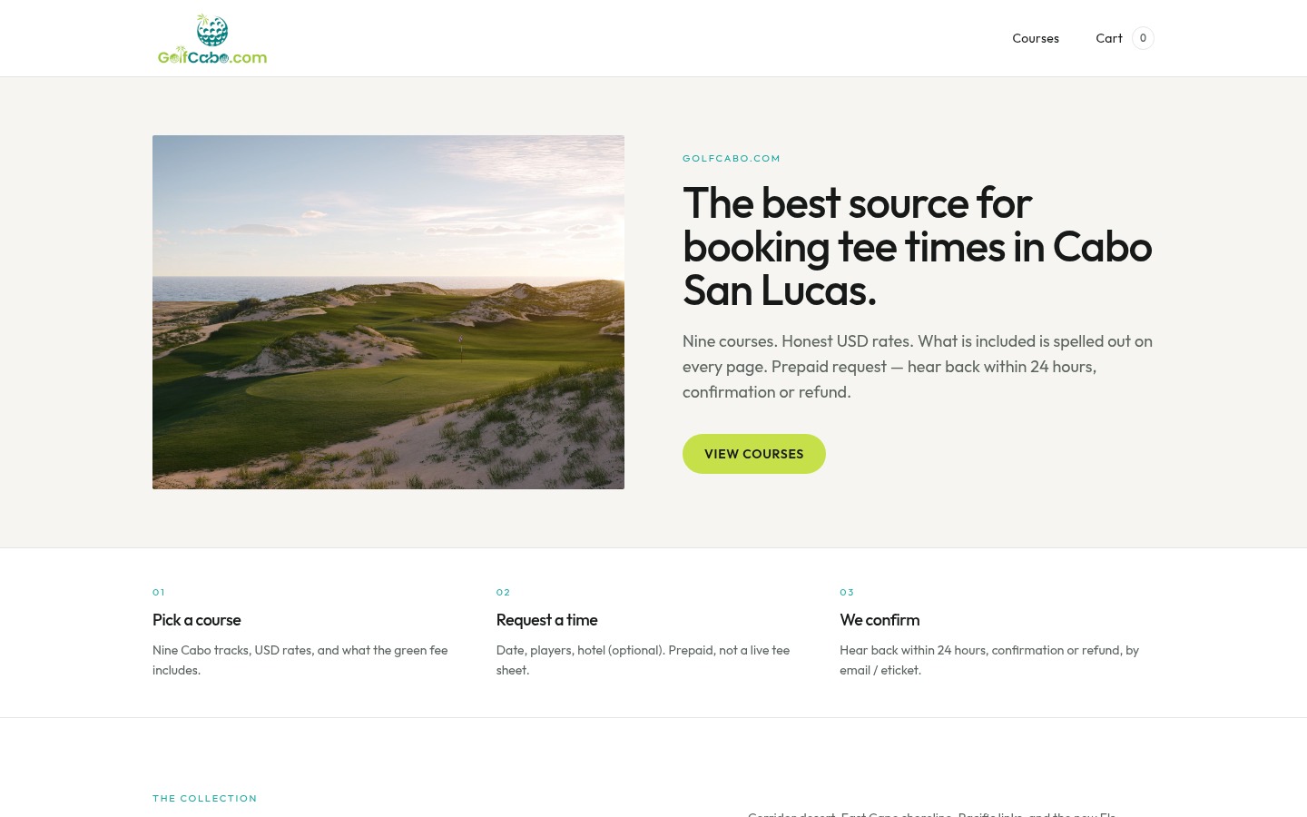 GolfCabo Cabo golf tee times and course booking homepage
