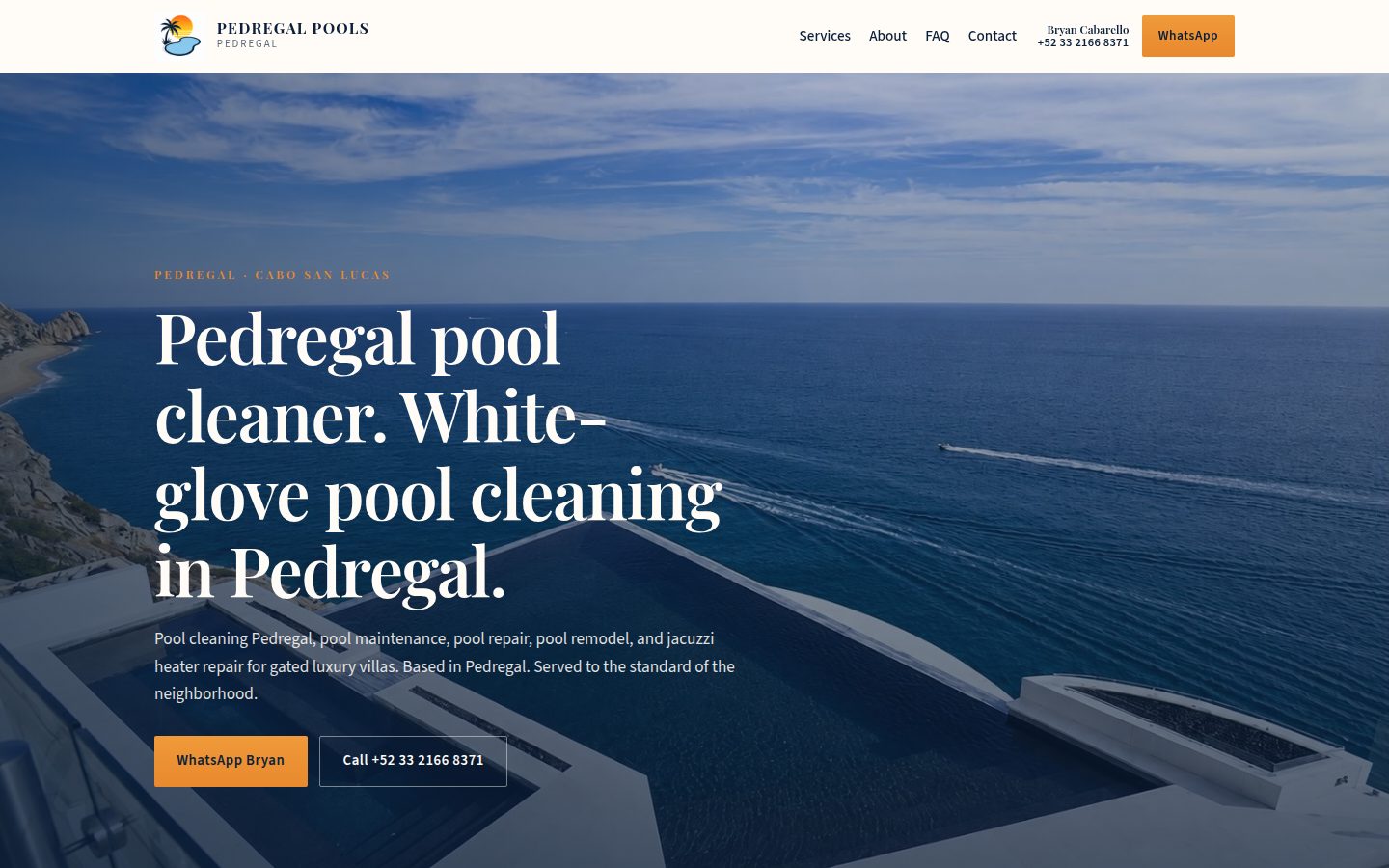 Pedregal Pools pool cleaning, repair, and remodel homepage