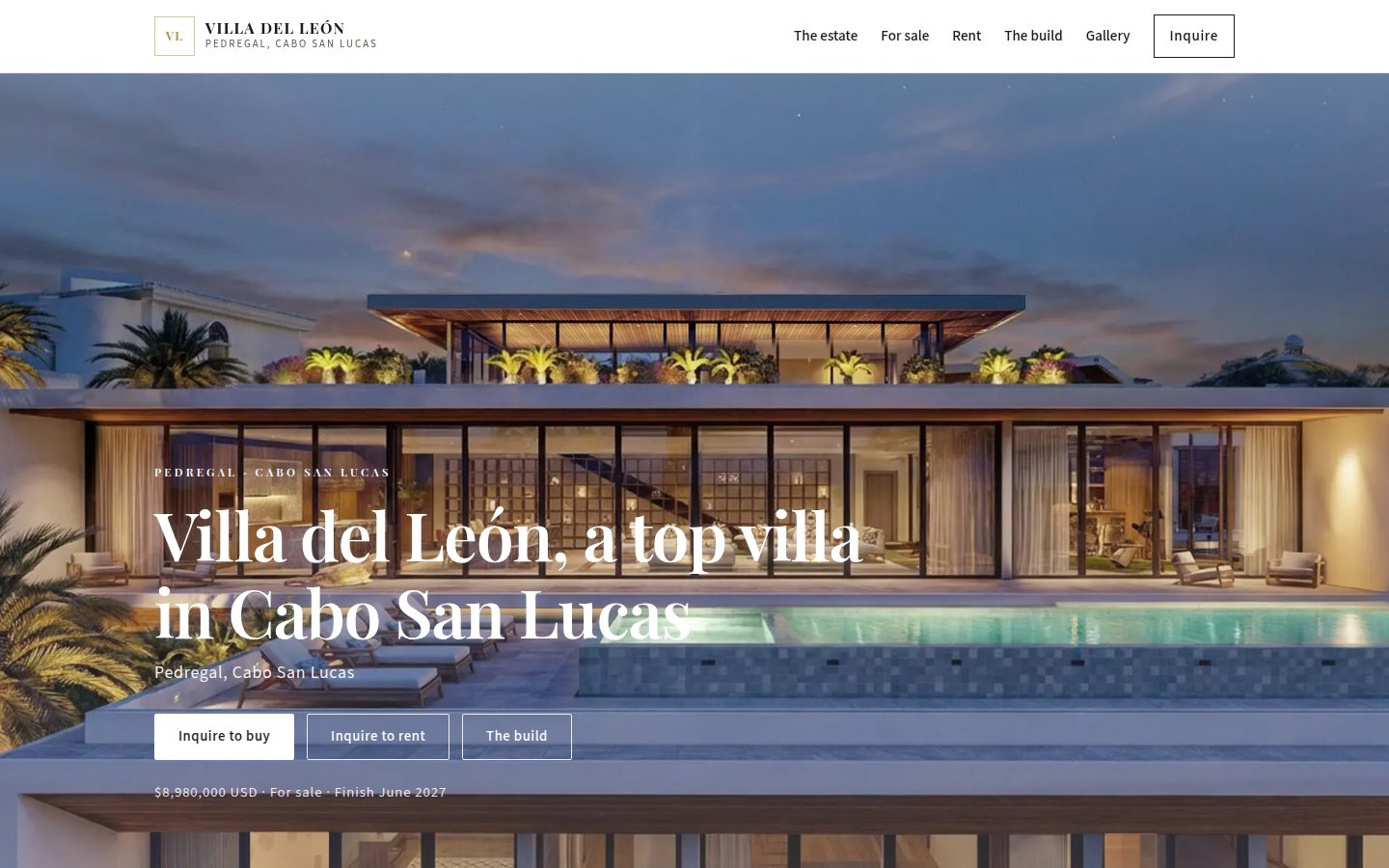 Villa Del Leon luxury Pedregal estate homepage